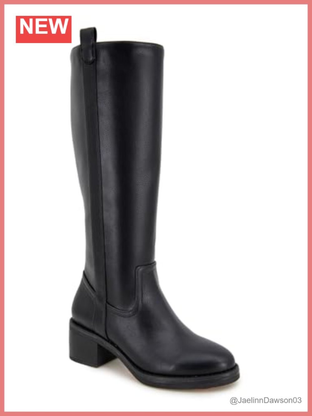 Knee High Boots with Stacked Heel and Soft Padded Insole
